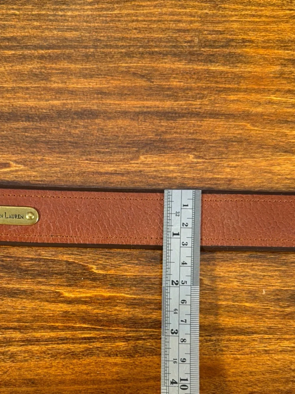 Polo by Ralph Lauren Brown Leather Belt with Brass Plaque